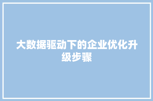 大数据驱动下的企业优化升级步骤