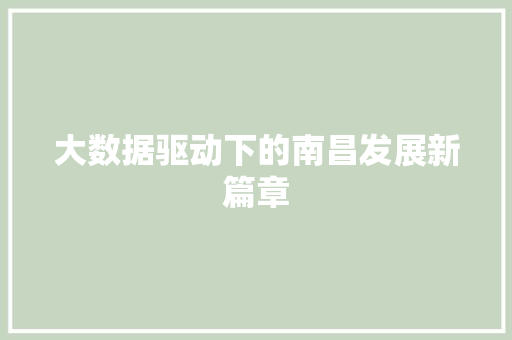 大数据驱动下的南昌发展新篇章