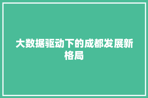 大数据驱动下的成都发展新格局