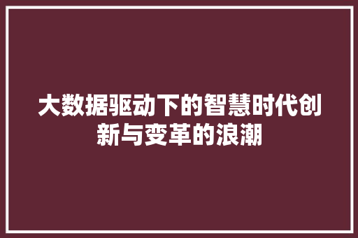 大数据驱动下的智慧时代创新与变革的浪潮