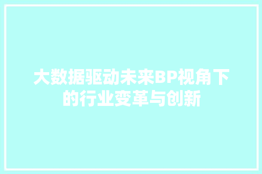 大数据驱动未来BP视角下的行业变革与创新