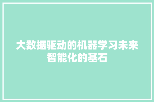 大数据驱动的机器学习未来智能化的基石 大数据驱动的机器学习未来智能化的基石