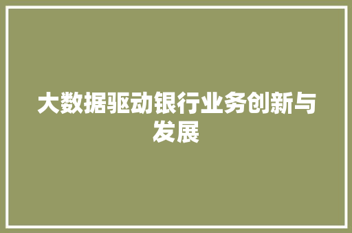 大数据驱动银行业务创新与发展