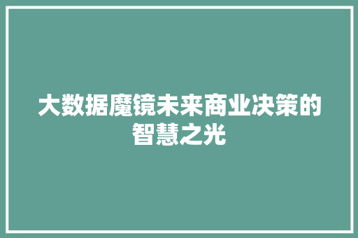 大数据魔镜未来商业决策的智慧之光