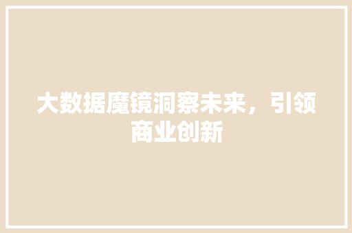 大数据魔镜洞察未来,引领商业创新 大数据魔镜洞察未来,引领商业创新