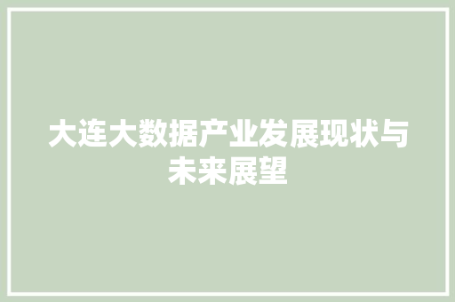 大连大数据产业发展现状与未来展望