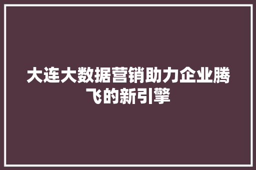 大连大数据营销助力企业腾飞的新引擎