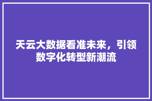 天云大数据看准未来，引领数字化转型新潮流