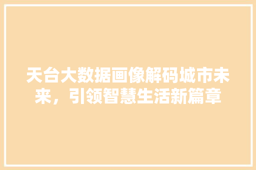 天台大数据画像解码城市未来，引领智慧生活新篇章