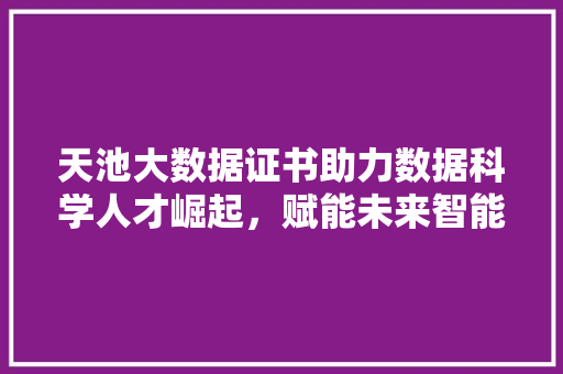 天池大数据证书助力数据科学人才崛起,赋能未来智能时代 天池大数据证书助力数据科学人才崛起,赋能未来智能时代