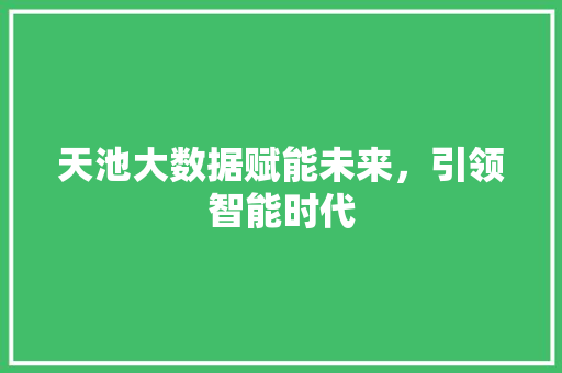 天池大数据赋能未来，引领智能时代