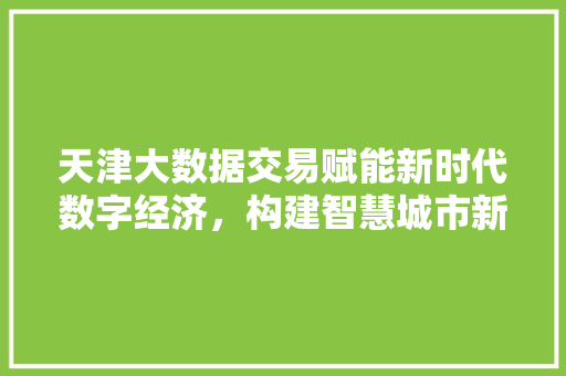 天津大数据交易赋能新时代数字经济，构建智慧城市新蓝图