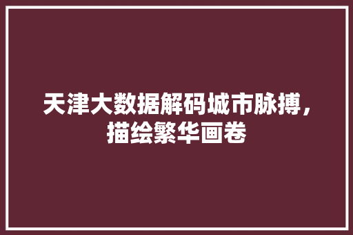 天津大数据解码城市脉搏，描绘繁华画卷