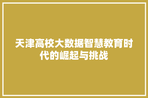 天津高校大数据智慧教育时代的崛起与挑战 天津高校大数据智慧教育时代的崛起与挑战