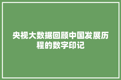 央视大数据回顾中国发展历程的数字印记 央视大数据回顾中国发展历程的数字印记