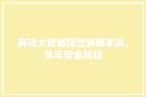 奔驰大数据预警洞察未来，筑牢安全防线
