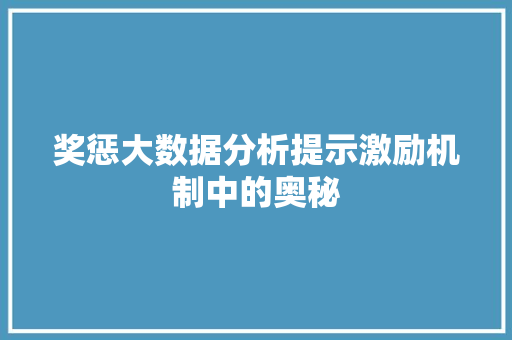 奖惩大数据分析提示激励机制中的奥秘