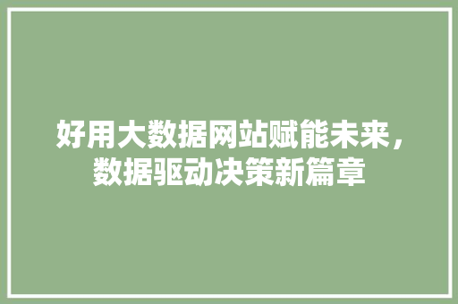 好用大数据网站赋能未来,数据驱动决策新篇章 好用大数据网站赋能未来,数据驱动决策新篇章