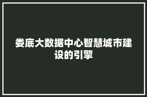 娄底大数据中心智慧城市建设的引擎