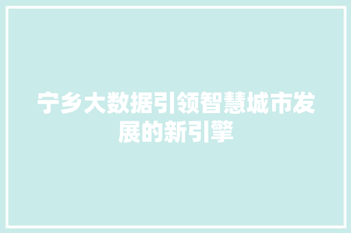 宁乡大数据引领智慧城市发展的新引擎