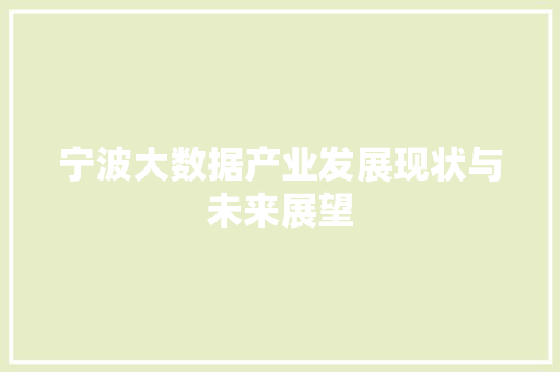 宁波大数据产业发展现状与未来展望 宁波大数据产业发展现状与未来展望