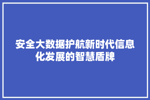 安全大数据护航新时代信息化发展的智慧盾牌 安全大数据护航新时代信息化发展的智慧盾牌