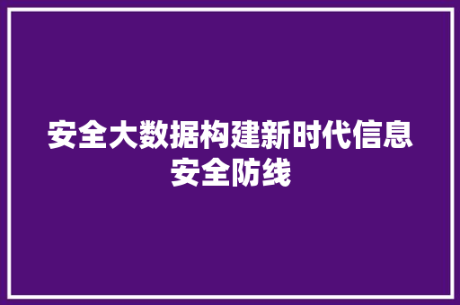 安全大数据构建新时代信息安全防线 安全大数据构建新时代信息安全防线