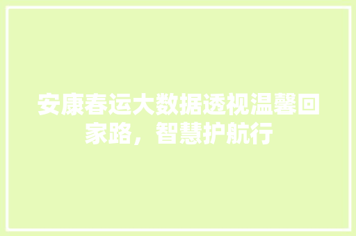 安康春运大数据透视温馨回家路，智慧护航行