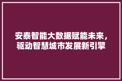 安泰智能大数据赋能未来，驱动智慧城市发展新引擎