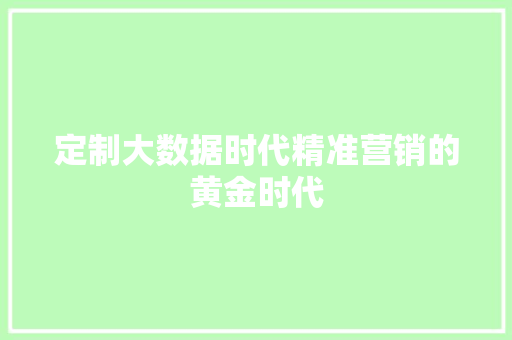 定制大数据时代精准营销的黄金时代