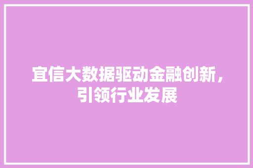 宜信大数据驱动金融创新，引领行业发展