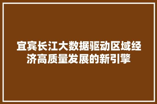 宜宾长江大数据驱动区域经济高质量发展的新引擎 宜宾长江大数据驱动区域经济高质量发展的新引擎