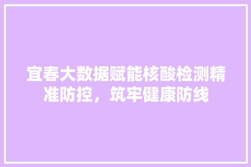 宜春大数据赋能核酸检测精准防控，筑牢健康防线