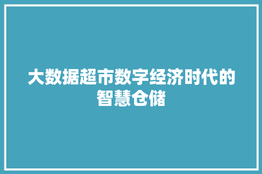 大数据超市数字经济时代的智慧仓储