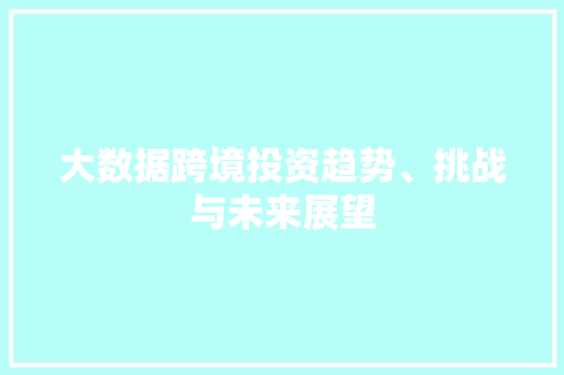 大数据跨境投资趋势、挑战与未来展望