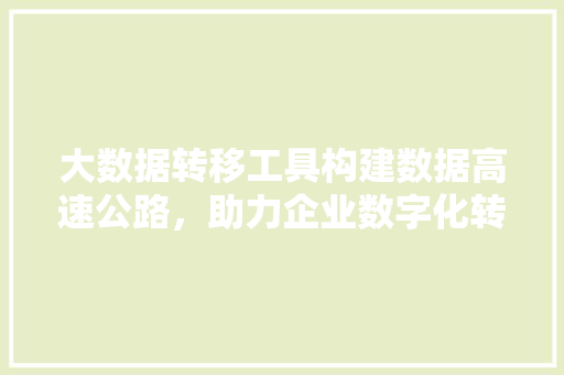 大数据转移工具构建数据高速公路，助力企业数字化转型 电脑配置