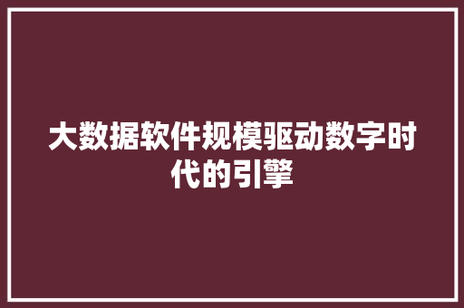 大数据软件规模驱动数字时代的引擎 操作系统