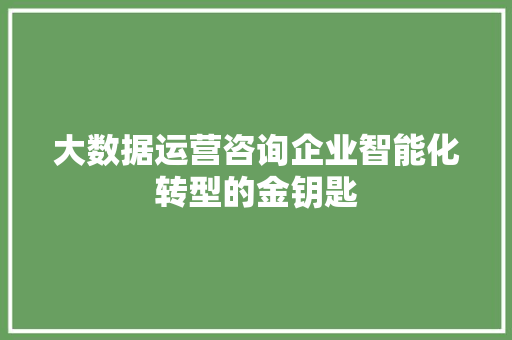 大数据运营咨询企业智能化转型的金钥匙 电脑基础