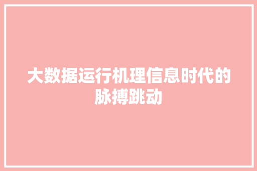 大数据运行机理信息时代的脉搏跳动