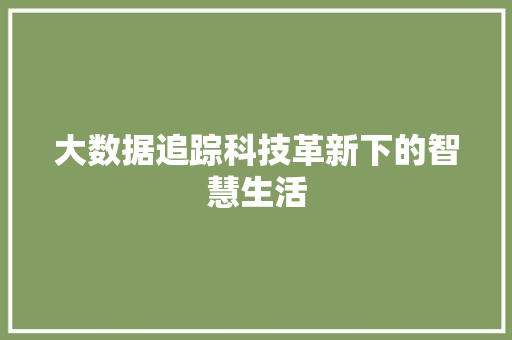 大数据追踪科技革新下的智慧生活 编程语言