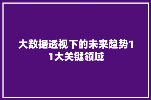 大数据透视下的未来趋势11大关键领域