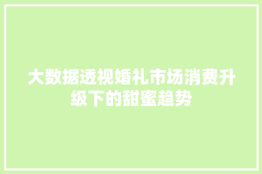 大数据透视婚礼市场消费升级下的甜蜜趋势
