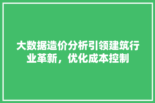 大数据造价分析引领建筑行业革新,优化成本控制 大数据造价分析引领建筑行业革新,优化成本控制