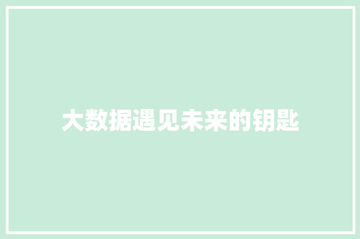 大数据遇见未来的钥匙 大数据遇见未来的钥匙