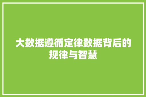 大数据遵循定律数据背后的规律与智慧