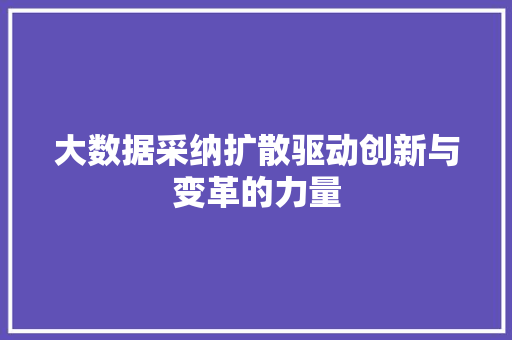 大数据采纳扩散驱动创新与变革的力量 编程语言