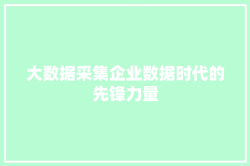 大数据采集企业数据时代的先锋力量