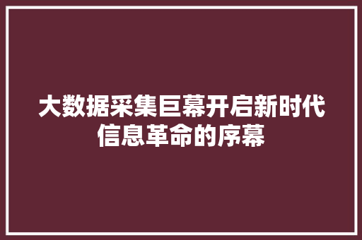 大数据采集巨幕开启新时代信息革命的序幕