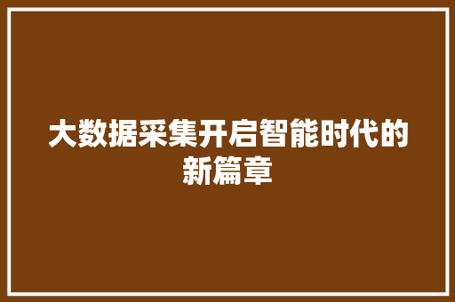 大数据采集开启智能时代的新篇章