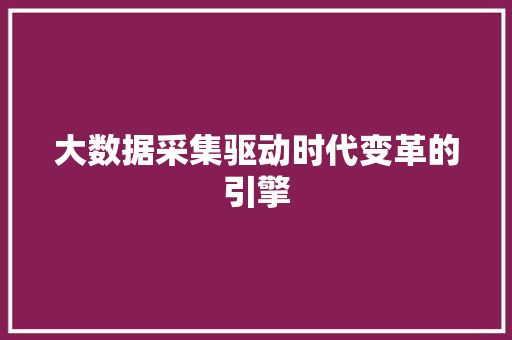 大数据采集驱动时代变革的引擎